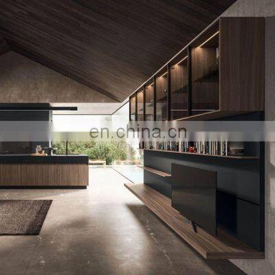 Luxury Melamine Italy style  LED light kitchen cabinet