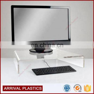 Custom Modern Computer Riser Clear Acrylic TV Riser