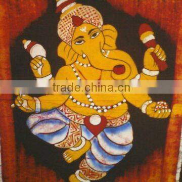 Wall hanging - Batik Print of Good Luck god "Ganesh"