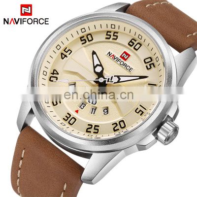 Naviforce 9124 Wholesale Japan Quartz Luxury Watches Men Leather Week Display Waterproof Wristwatches Custom Watch