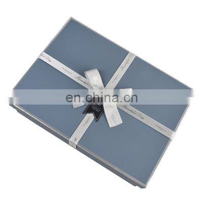 China Supplier High End Custom Printed LOGO Cardboard Clothing shirt packing box With Ribbon Lid and Base Gift Box