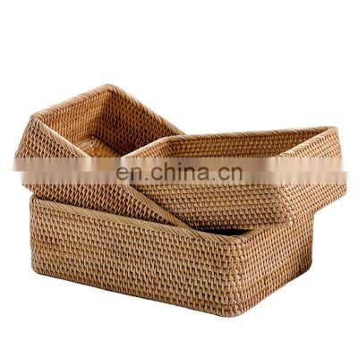 Best Seller Rustic Rattan Basket, Ottoman Wicker Baskets for Home Office Organization Wholesale