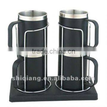 4pcs 220ml coffee mug set with stainless steel inner, plastic outer BL-6013