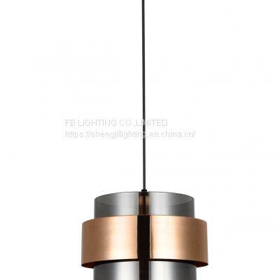 Modern Glass Hanging Lamp Restaurant Coffee Bar Suspension Lighting Fixture SATIN NICKEL Iron SMOKING Glass Shade Creative Pendant Light Chandelier