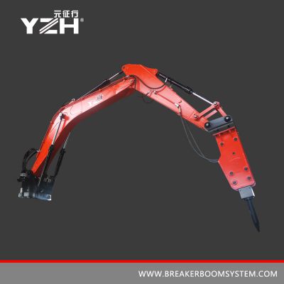 stationary rock breaker boom system