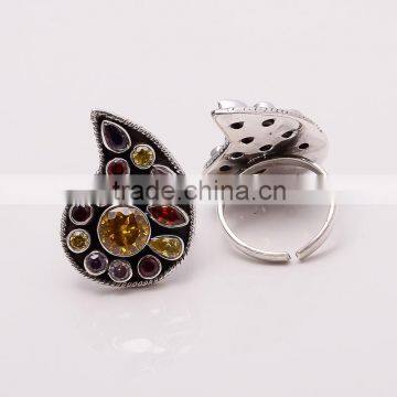 MULTISTONE TOE RING ,925 sterling silver jewelry wholesale,WHOLESALE SILVER JEWELRY,SILVER EXPORTER,SILVER JEWELRY FROM INDIA