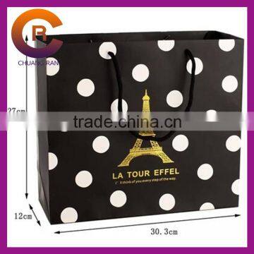 Black dots printing with glossy lamination paper bags for garments