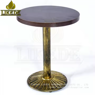 24-Inch Round Bronze Base Cast Iron Bistro Table With Wrought Iron Bar Top for Restaurant Use photo-4