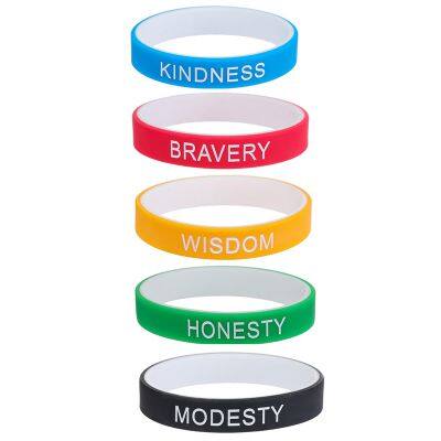 Factory Direct Sale Wisdom Honesty Courage English Trend Inspirational Double Layer Two Color Silicone Bracelet
