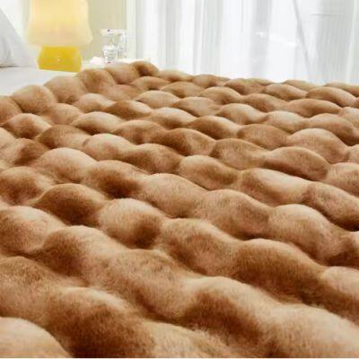 Faux Rabbit Fur Mink Various Good Quality Double Weighted Safety and Environmental Protection Skin-Friendly Softness Blanket photo-3