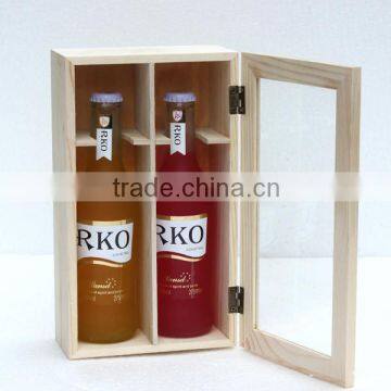 custom cheap double bottles hinged wood Cocktail box packaging