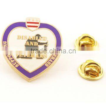 custom gold heart shaped enamel lapel pin