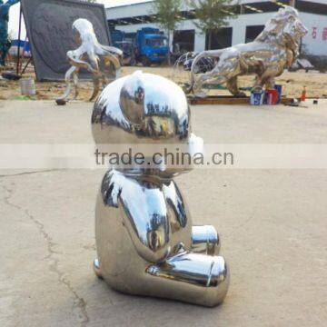 Stainless Steel Lovely Sitting Bear Sculpture photo-3