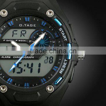 Men's Blue Rubber Digital Analog Dual Dial Sport Watch WS066