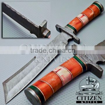 CITIZEN KNIVES, BEAUTIFUL CUSTOM HAND MADE DAMASCUS STEEL HUNTING KNIFE