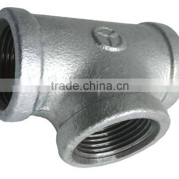 Hot dipped galvanised malleable cast iron pipe fitting tee