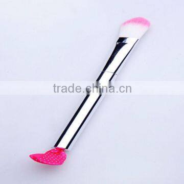 New design,fashion satin ribbon with Aluminum handle single makeup brush