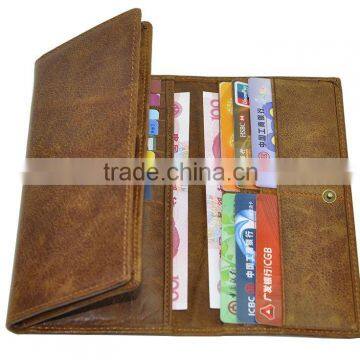 Multifunction High Quality Long Three Folds Rfid Leather Wallet With Button photo-4