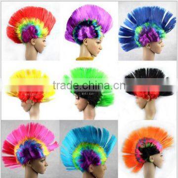 Punk Mohawk Mohican Wig Hair Six Rainbow Colors Costume For Halloween Party W261