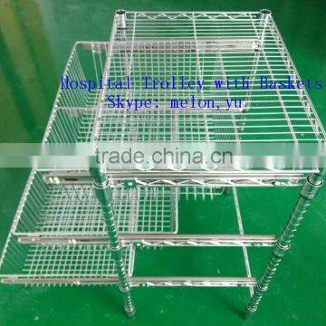 New Style Sliding Baskets,Chrome Hospital Trolley with Baskets