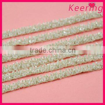 handmade white 1cm beaded trimming for garment WTP-1284