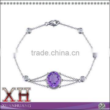 Alibaba Xuan Huang Jewelry Amethyst & White CZ Bracelet