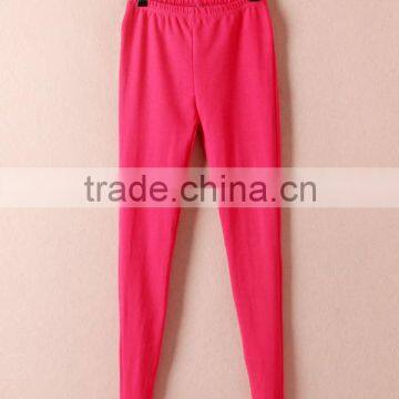 Basic Style Elastic Waist Woman Soft Cotton Pink Leggings