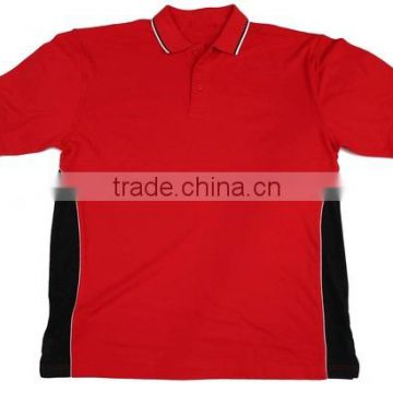 100% Cotton Custom Men Red Polo Shirt with Black side Panels