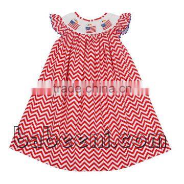 Cute eagle flag smocked dresses for 4th of July