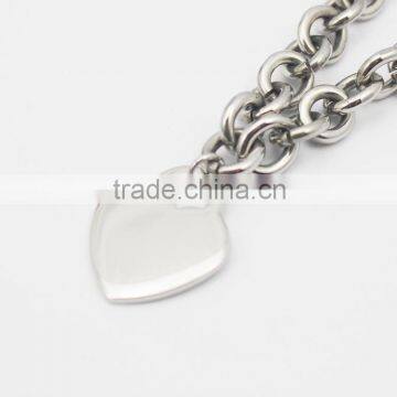 316L Stainless Steel Silver Punk Links Heart Pendant Necklace