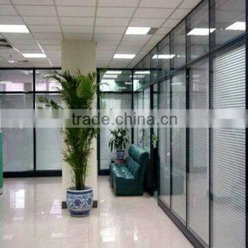 aluminum glass office partition with double glass/double panel, inner blind