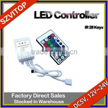 IR 28 Keys Small White Shell Controller RGB - Supply power DC5V, 12V~24V