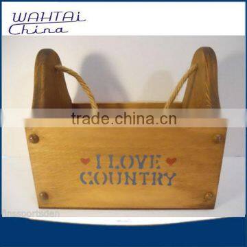 COUNTRY Wood Box Tote - Home Decor - Milk Bottle Holder Carrier Storage
