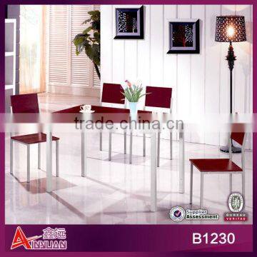 B1230 cassia siamea wooden panel gray metal legs 4+1 solid 2013 modern dining room furniture