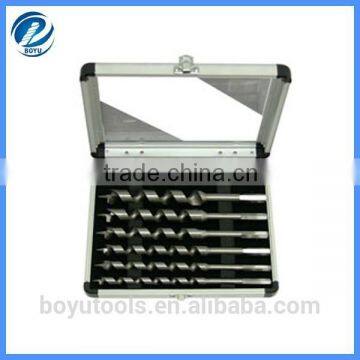 7pcs wood auger drill bit set in aluminium case