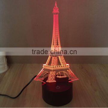 3D Colorful Led Romantic Creative Desk Bedroom Eiffel Tower Shape Night Light Lamp Desk Decoration Birthday Gifts