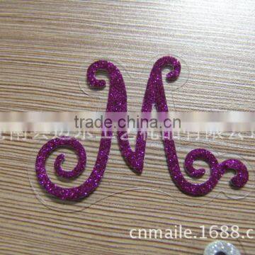 pvc 3d Decor letter and glitter powder sticker