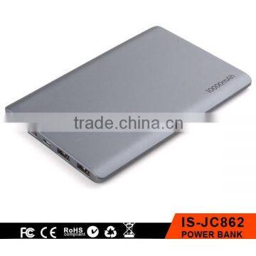 2016 Christmas Gift Item 10000mah Slim Rubber Finish Power Bank With Dual USB Output photo-2