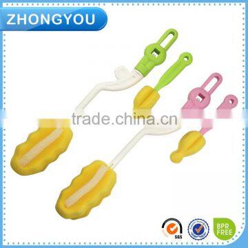 plastic baby bottle cup cleaning brush with sponge