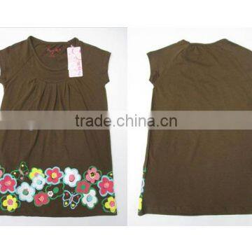 Girl's SS knit floral dress
