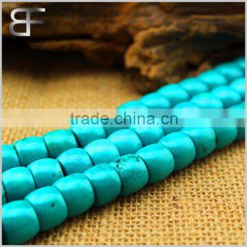 Natural Semi-Precious Gemston Green Turquoise Round Barrel Drum Loose Beads Strand for Jewelry DIY Making