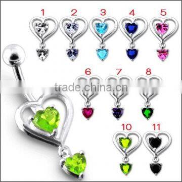 Loop Heart Design Jeweled Dangling Belly Ring