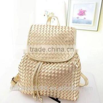 New design white backpack knit lines leather backpack fashion hot sale backpack