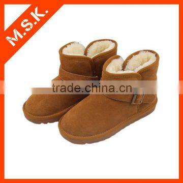 Brown ankle with buckle shoe snow boot