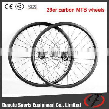 Dengfu 29er Clincher 27mm wide Carbon Mountain Bike/Bicycle Wheels Hookless Compatible Rim Wheels