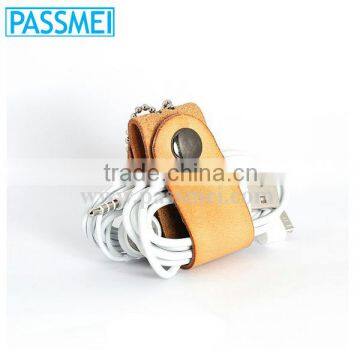 Premium Vegetable Tanned Genuine Leather Handmade Earphone Holder Cable Organizer