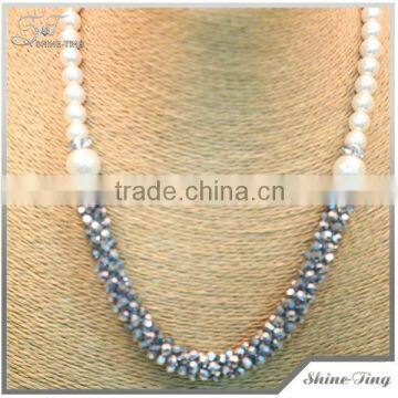 luxury crystal & pearl beads statement Necklace with for women