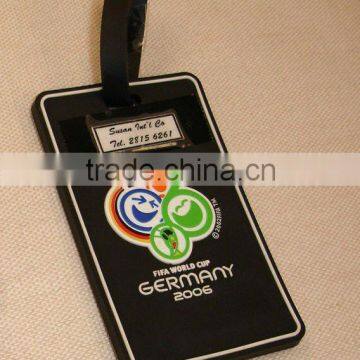 black cool Soft PVC Luggage Bag Tag with Plastic Belt