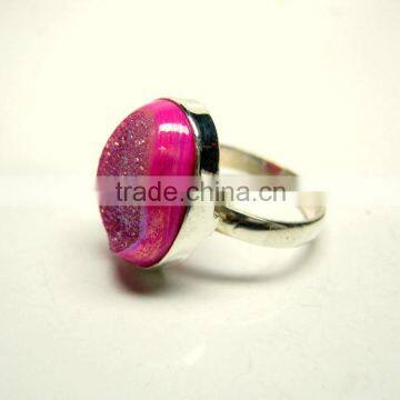 Coated Golden Dream Pink Window Druzy Sterling Silver Jewelry, 925 Solid Sterling Silver Gemstone Ring, Designer Druzy Jewelry photo-2