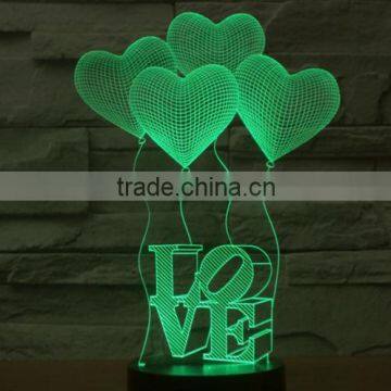 13-Led Night Light 3d Heart Balloons With Love Word Romantic Style Led Desk Lamp Bedroom Hotel Led Table Decor Lamp
